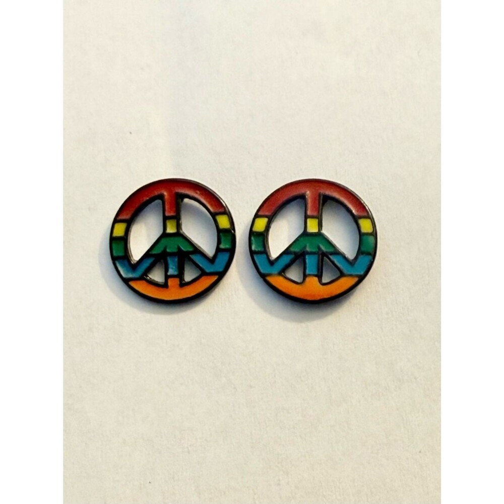 Y2K Rainbow Peace Sign Stud Earrings
